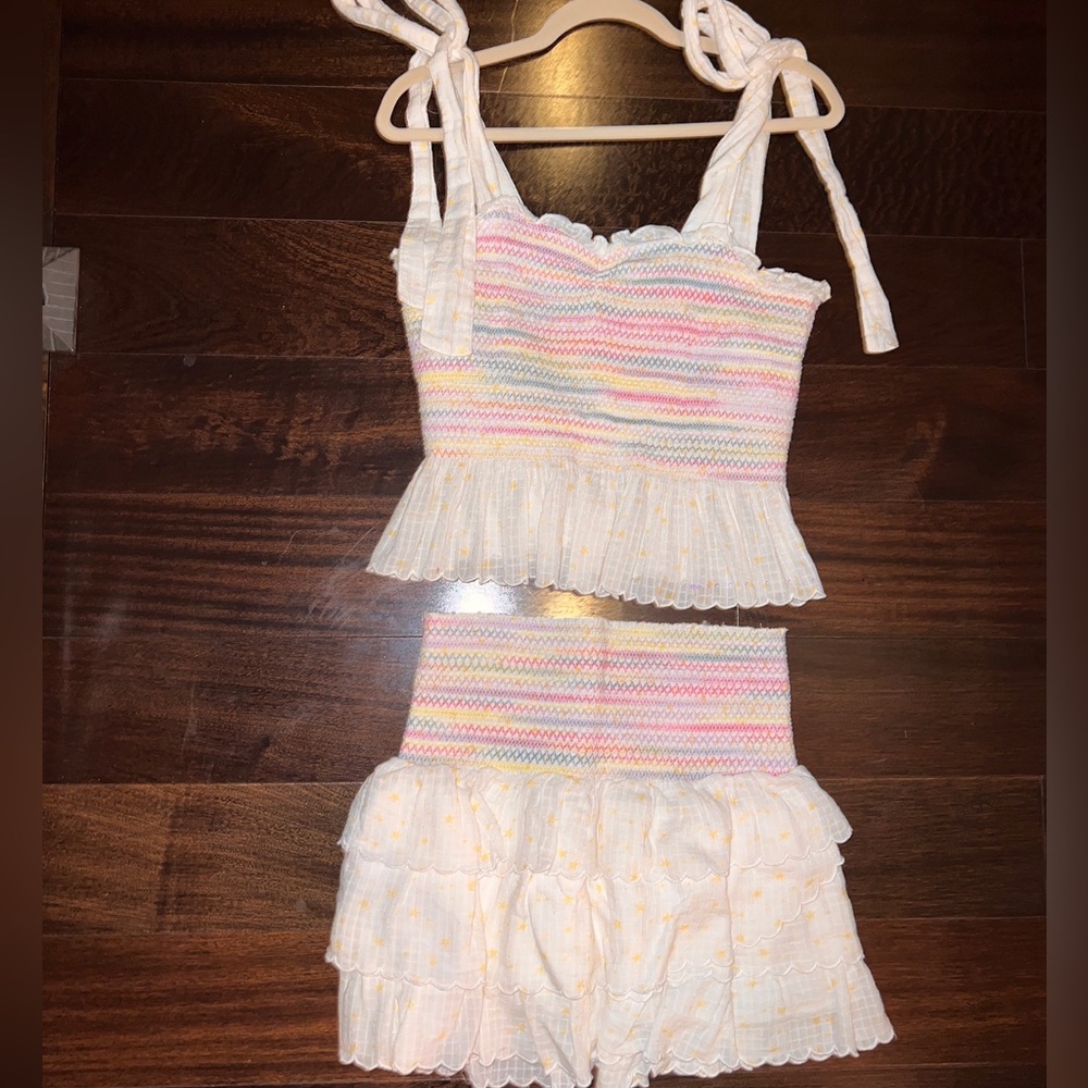LOVESHACKFANCY - SIZE L - COLORFUL SKIRT AND TOP SET